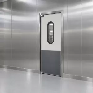 Жесткая маятниковая распашная дверь одностворчатая из сэндвич панелей 280*100